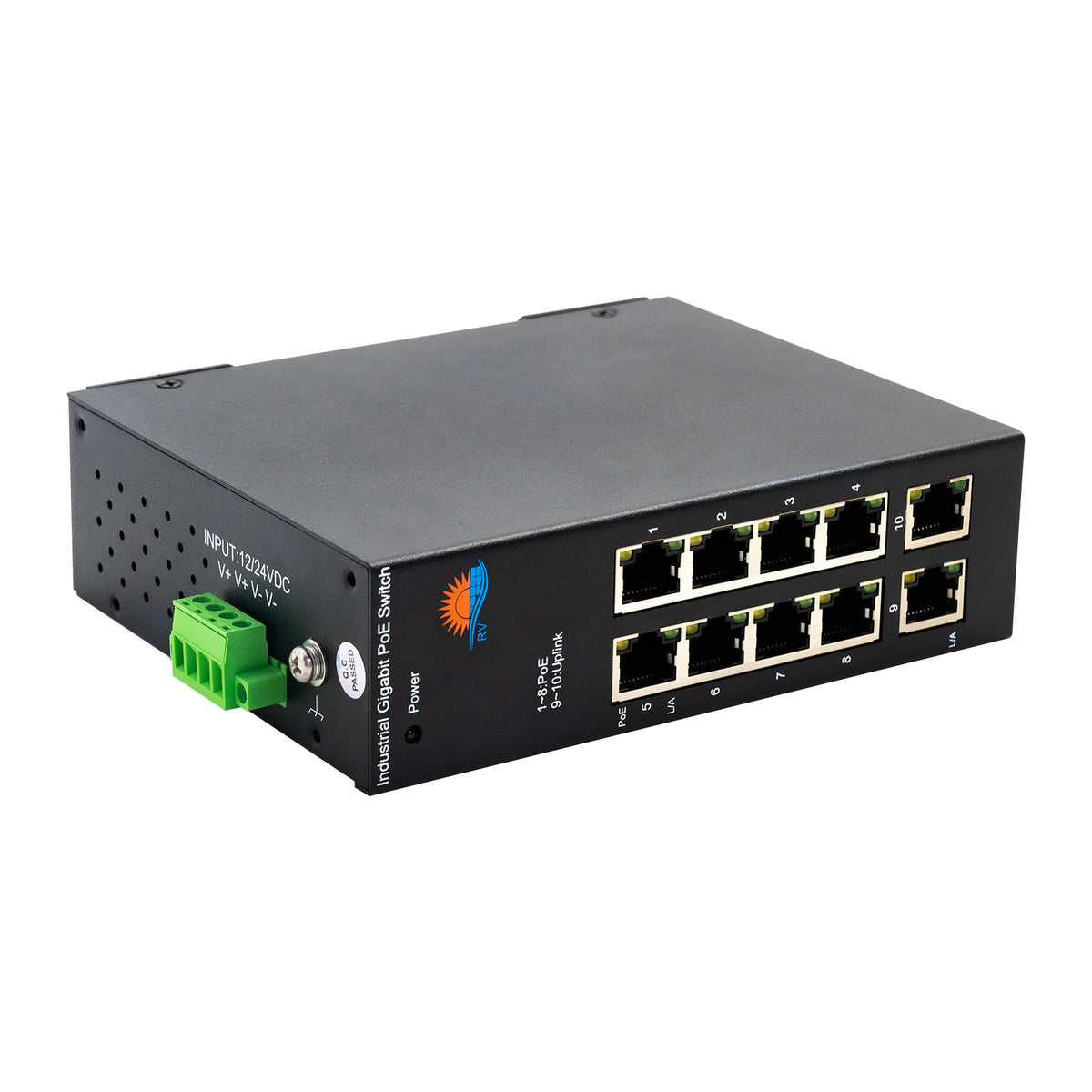 10Port Solar Boost Industrial Gigabit PoE Switch(DC12-30V up to
