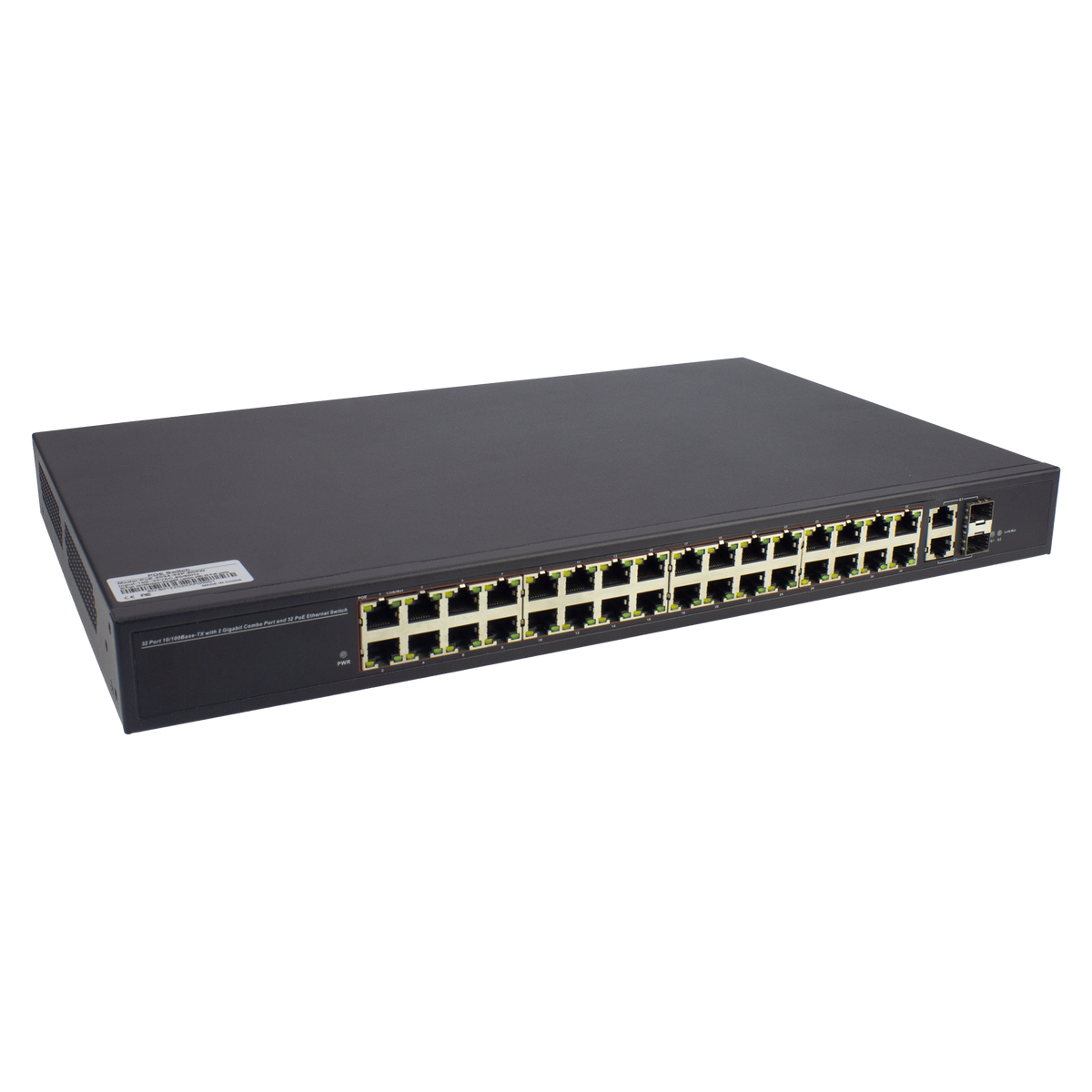 32 Port 10/100M PoE Switch + 2 Gigabit Combo Uplink port, 500W