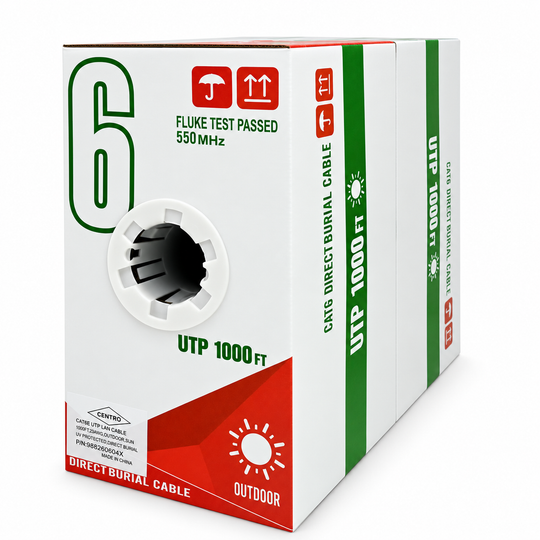UltraPoE CT-CAT6E-SUN 1000ft Outdoor Cat6 UTP CCA Cable – UV-Resistant PE