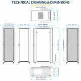 42U 19-Inch Floor-Standing Server Rack Cabinet, 1000mm Deep