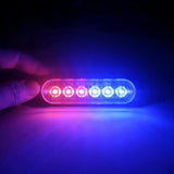 6-LED Red/Blue Emergency Strobe Warning Light, 12-24V - CT-LED-01