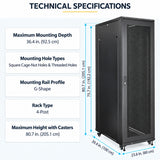 42U 19-Inch Floor-Standing Server Rack Cabinet, 1000mm Deep