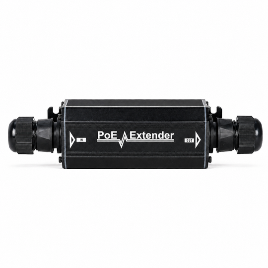 UltraPoE POE-EX2001-W IP66 outdoor Gigabit PoE extender on pure white background