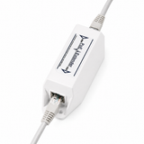 UltraPoE POE-EX201 connected between Ethernet cables on pure white background