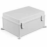 Closed UltraPoE CT-DB12-WPE gray ABS outdoor junction box with two latches and four mounting ears