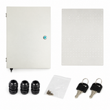 CT-DB15-WP enclosure kit with mounting plate, three cable glands, assembly screws and two keys