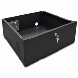 Open UltraPoE CT-DB151505 security enclosure showing cooling fan, vents, cable knockouts and lock