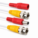 CT-DIY100-W CCTV cable connector detail with two BNC video ends and DC male and female power ends
