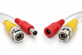 BNC male video and DC male and female power connectors on UltraPoE CCTV Siamese cable