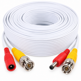 CT-DIY60-W white CCTV cable close-up showing BNC and DC power connectors