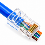 UltraPoE CT-EZRJ45-C5 Cat5 pass-through RJ45 8P8C connector with visible conductors