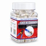 UltraPoE CT-EZRJ45-C6 Cat6 pass-through RJ45 connectors in 100-piece jar