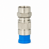 UltraPoE F male compression coax connector upright product view