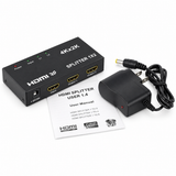 UltraPoE 1x2 HDMI splitter with power adapter and user manual