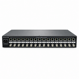 CT-HDVB16-VP12 rear panel with sixteen RJ45 inputs and sixteen BNC video outputs