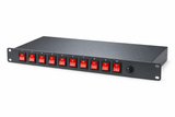 UltraPoE CT-PDU10 19-inch rackmount power distributor with ten independent switches, angle view