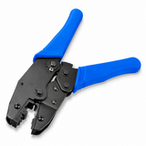 CT-TC002D coax connector crimper angled side view showing ratchet mechanism and crimping jaws