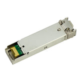 UltraPoE CTPD-LC-MM multimode SFP transceiver PCB gold contact view on pure white background