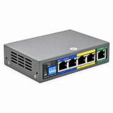 UltraPoE PoE-1605-4D compact Gigabit PoE switch angled view on pure white background