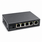 UltraPoE PoE-1605 65W PoE+ switch front-left view on pure white background