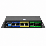 UltraPoE PoE-1606-4P Gigabit AI PoE switch with mounting brackets on pure white background