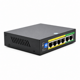 UltraPoE PoE-2006-4E AI PoE switch front-left view on pure white background