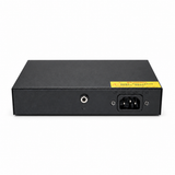 UltraPoE PoE-2006-4E PoE switch rear AC power inlet on pure white background
