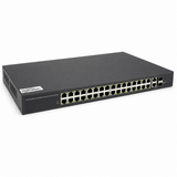 UltraPoE PoE-2034 500W 32-port PoE switch front-right view on pure white background