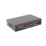 UltraPoE POE-2606-4BT metal PoE switch, left-angle view showing ventilation