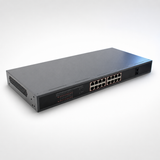 UltraPoE PoE-2618 16-port gigabit PoE+ switch with dual SFP three-quarter view