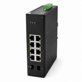 UltraPoE PoE-3610-8P industrial Gigabit PoE switch with 8 PoE ports and 2 SFP uplinks on pure white background