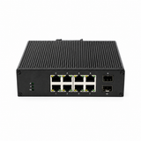 UltraPoE PoE-3610-8P unmanaged industrial PoE switch low front view on pure white background