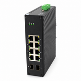 UltraPoE POE-3610-8P industrial 8-port Gigabit PoE+ switch with 2 SFP uplinks on white background