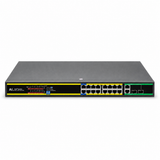 UltraPoE POE-6018 16-port PoE switch front view on pure white background