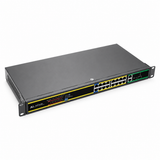 UltraPoE POE-6018 16-port PoE switch left angle on pure white background