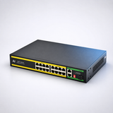 UltraPoE POE-6018B 330W PoE switch three-quarter front view