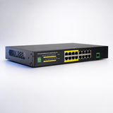 UltraPoE PoE-7017 16-port gigabit PoE+ switch three-quarter view