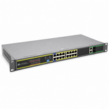 UltraPoE POE-7018 rackmount Gigabit PoE switch angled view on pure white background