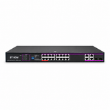 UltraPoE PoE-7018 BT 16-port Gigabit 90W PoE++ switch front view on pure white background