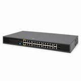 UltraPoE PoE-7026 400W 24-port Gigabit PoE+ switch hero view on pure white background