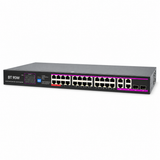 UltraPoE PoE-7026 BT 24-port Gigabit 90W PoE++ switch right angle view on pure white background