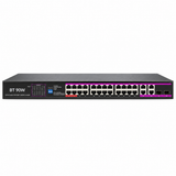UltraPoE PoE-7026 BT 24-port Gigabit 90W PoE++ switch front view on pure white background