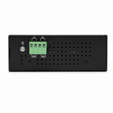 UltraPoE PoE-7210-8I redundant dual DC power input terminal V1 and V2 on pure white background