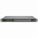 UltraPoE POE-7226 front panel with 24 Gigabit PoE ports, two combo SFP uplinks and console port
