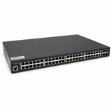 UltraPoE PoE-7352 48-port Gigabit managed PoE+ switch with four 10G SFP+ uplinks on pure white background