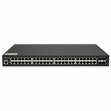 UltraPoE PoE-7352-48T-800W front panel with 48 PoE+ ports and four 10G SFP+ uplinks on pure white background