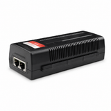 UltraPoE POE-M911-30 30W Gigabit PoE injector with Data In and PoE Out ports on pure white background