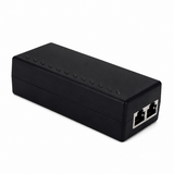 UltraPoE POE-M911-N 30W Gigabit PoE injector with data input and PoE output RJ45 ports on pure white background