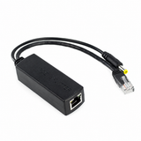 UltraPoE PoE-S901 12V active IEEE 802.3af PoE splitter with RJ45 and DC output connectors on pure white background