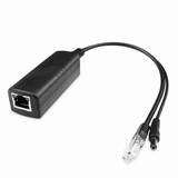 UltraPoE PoE-S901-5V active PoE splitter with RJ45 data output and 5V DC power connector on pure white background